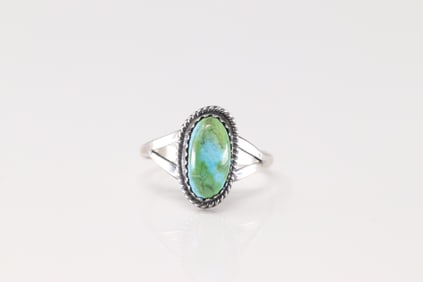 Native America Navajo Sterling Silver Sonora Gold Turquoise Ring By Robertson Martinez.