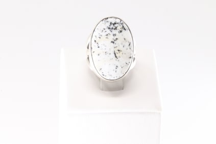 Native America Navajo Sterling Silver White Buffalo Ring By A.M.