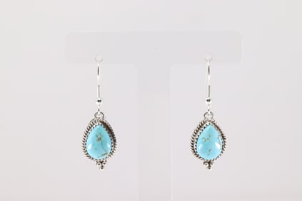 Native America Navajo Sterling Silver Kingman Turquoise Dangling Earring's By L.