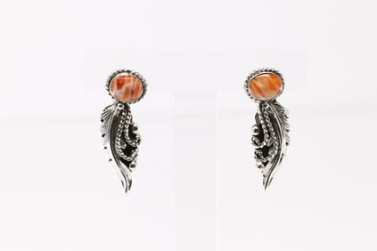 Native America Navajo Sterling Silver Spiny Osyter Post Earring's By Gilbert Smith.