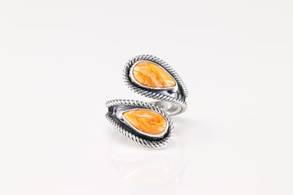 Native America Navajo Sterling Silver Spiny Oyster Ring By kenny Lonjose.