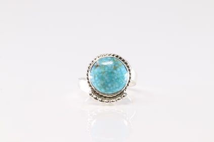 Native America Navajo Sterling Silver Turquoise Ring By Helena Barbone.