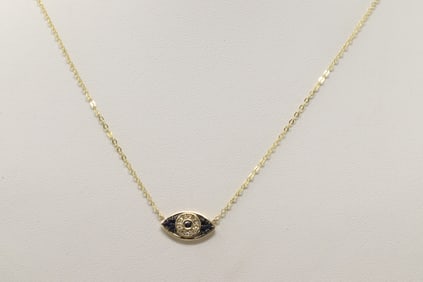 Sapphire & Diamond Eye Evil Necklace 14Kt.