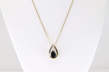 Sapphire & Diamond Pendant / Necklace 14Kt.