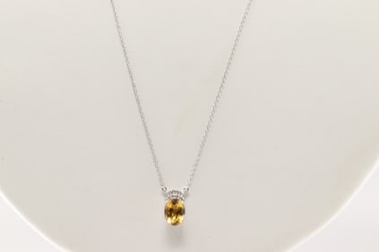 Citrine & Diamond Necklace 10Kt.