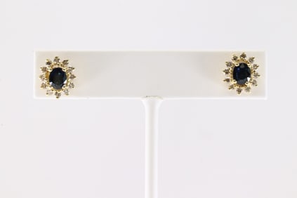 Sapphire & Diamond Stud Earring 14Kt.