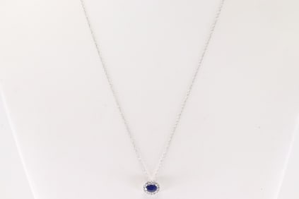 Sapphire & Diamond Pendant / Necklace 14Kt.