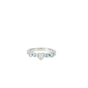 14KT White Gold Aquamarine/ Heart Diamond Ring