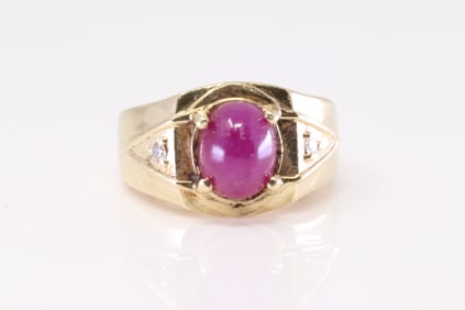 Cabochon Ruby & Ring 14Kt.