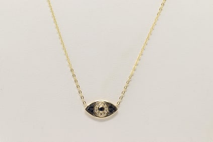 Sapphire & Diamond Eye Evil Necklace 14Kt.