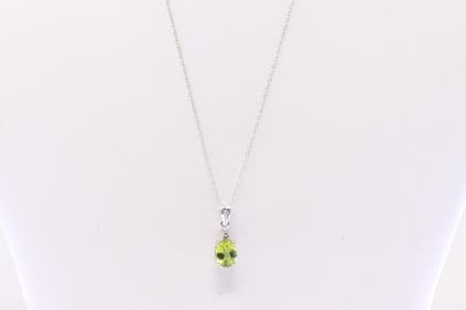 Peridot & Diamond Pendant / Necklace 10Kt.