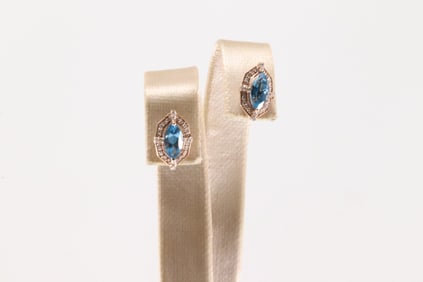 London Blue Topaz & Diamond Stud Earring 10Kt.