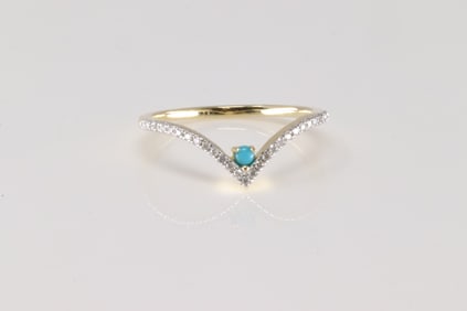 Turquoise & Diamond Ring 14Kt.