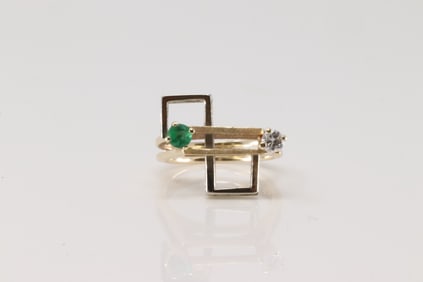 Emerald & Diamond Ring 14Kt.