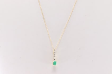 Emerald & Diamond Pendant / Necklace 14Kt.