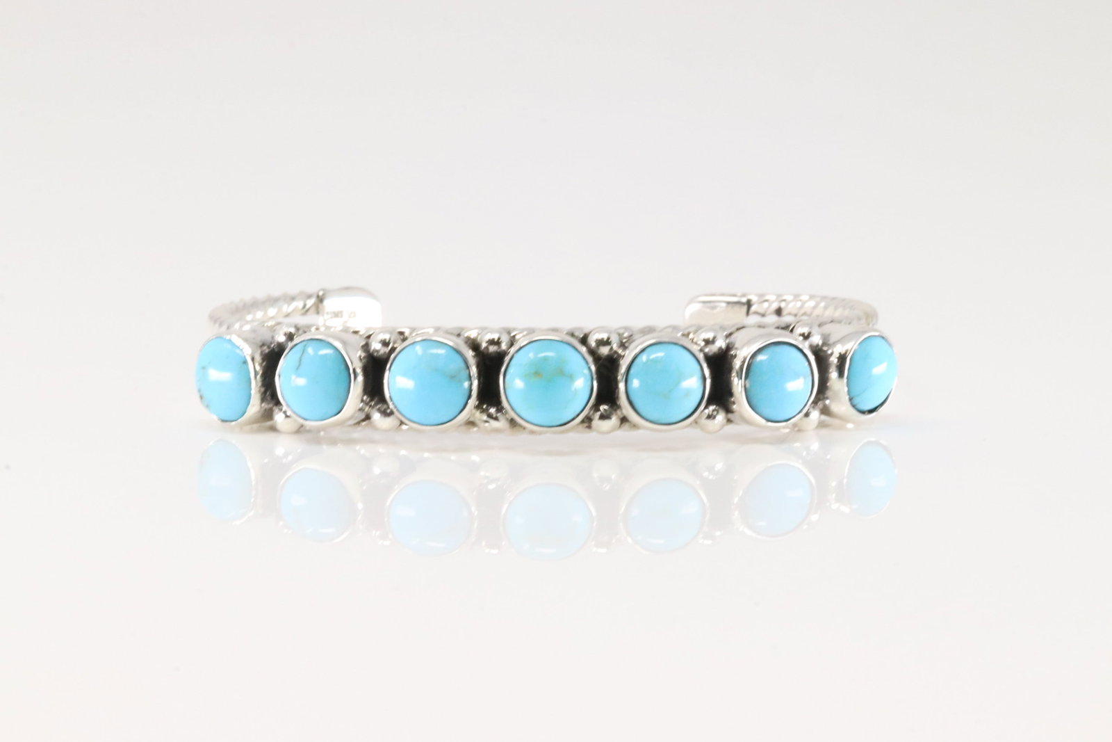 Native America Navajo Sterling Silver Turquoise Bracelet Cuff By Sheena Jack.: This is a Native America Navajo Sterling Silver Turquoise Bracelet Cuff By Sheena Jack.