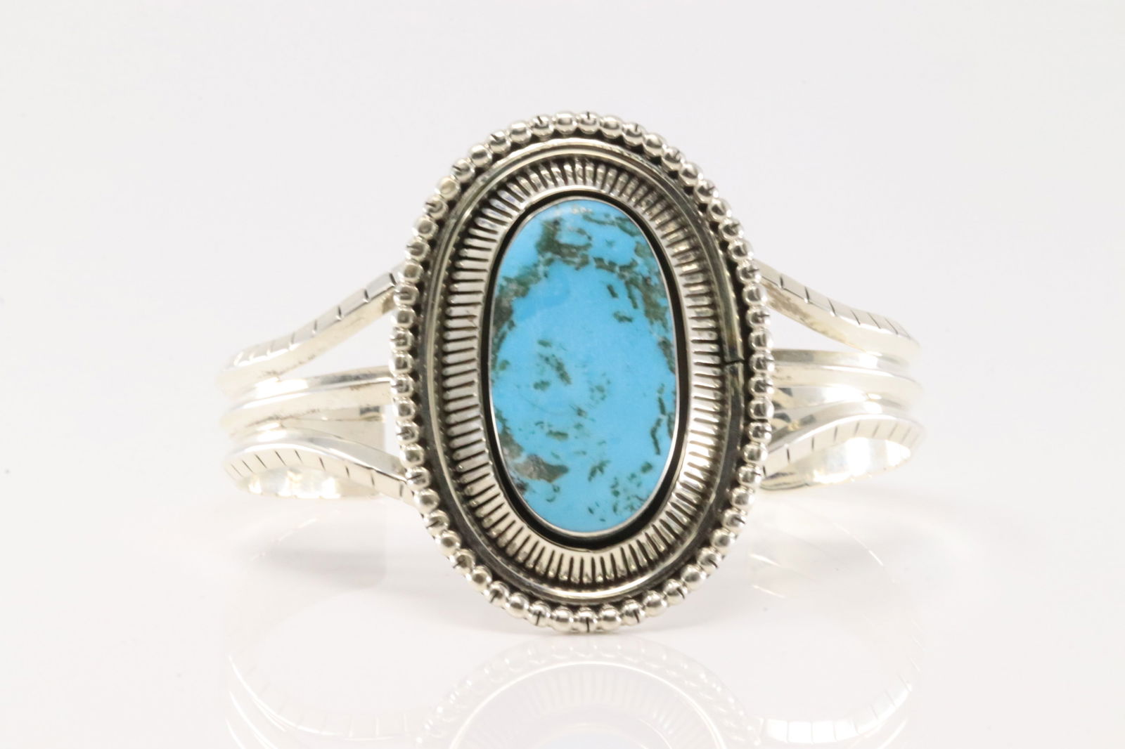 Native America Navajo Sterling Silver Turquoise Bracelet Cuff By R.B. (1 of 4)