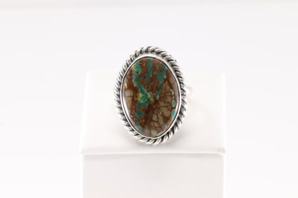 Native America Navajo Sterling Silver Turquoise Ring By Dixon.