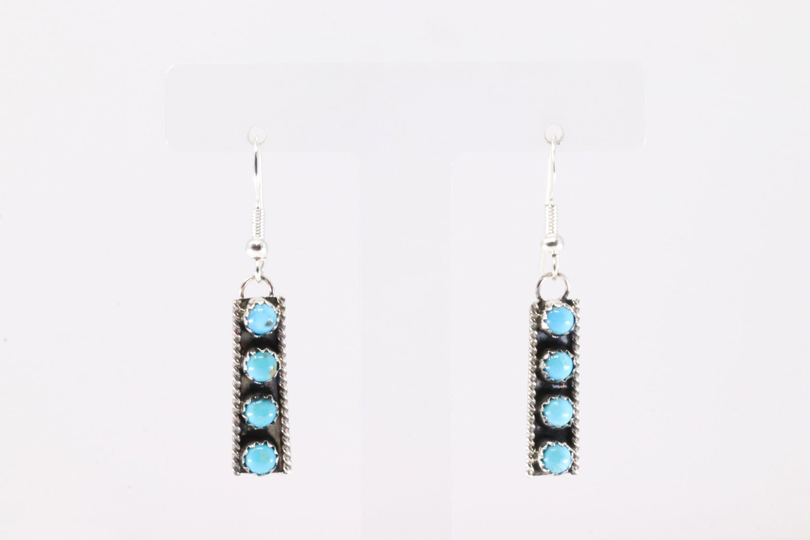 Native America Navajo Sterling Silver Turquoise Dangling Earring's By Janice Spencer.: This is aNative America Navajo Sterling Silver Turquoise Dangling Earring's By Janice Spencer.