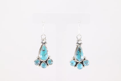 Native America Navajo Sterling Silver Turquoise Dangling Earring's By Darrell Morgan.