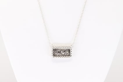 Native America Navajo Sterling Silver Stamped Pendant And A 925 Necklace By Arlene Lewis.