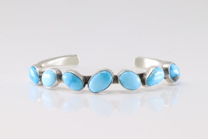 Native America Navajo Sterling Silver Turquoise Bracelet Cuff By Verley Betone.