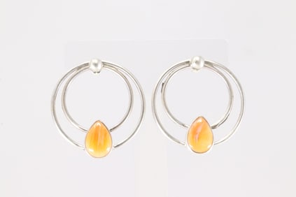 Native America Navajo Sterling Silver Spiny Oyster Post Earring's By Geraldine James.