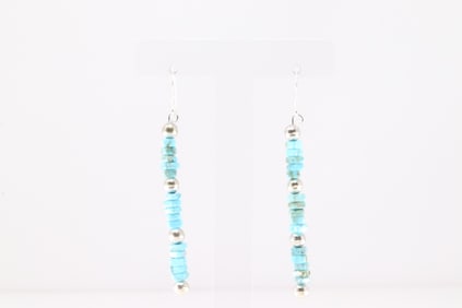 Native America Navajo Sterling Silver Beaded / Turquoise Dangling Earring's.