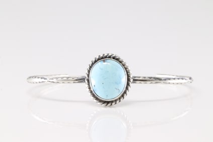 Native America Navajo Sterling Silver Larimar Turquoise Bracelet Cuff By Donovan Skeets.