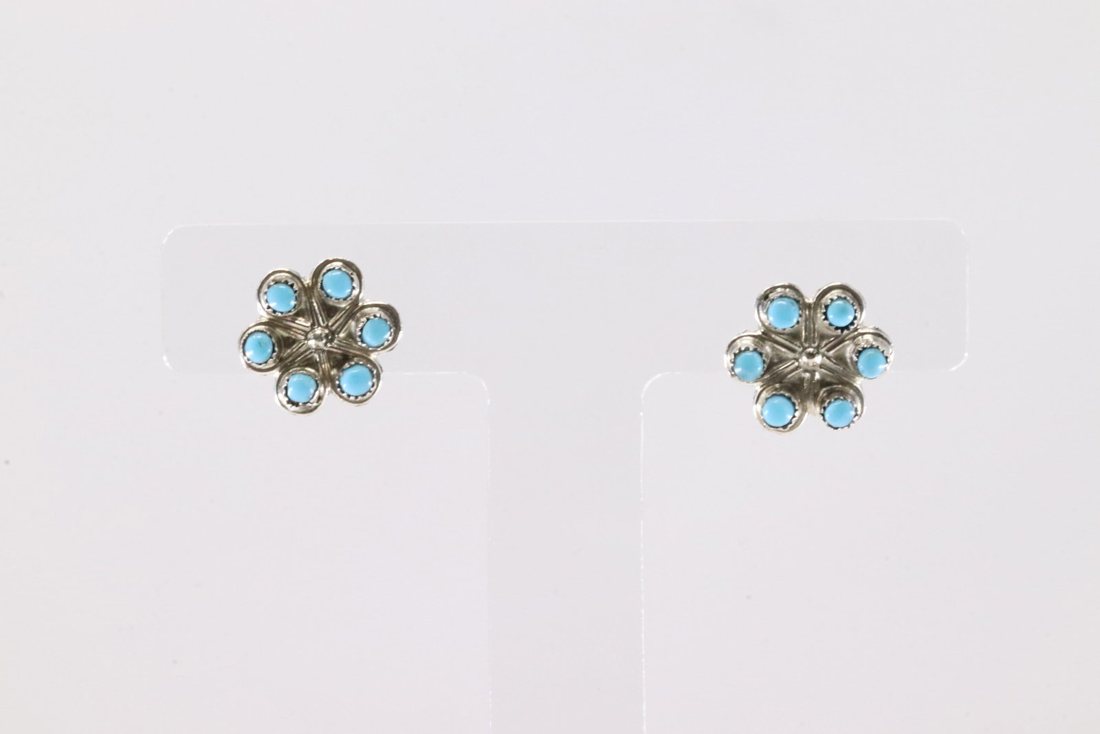 Native America Zuni Sterling Silver Turquoise Post Earring's By Wayne Johnson Jr.: This is a Native America Zuni Sterling Silver Turquoise Post Earring's By Wayne Johnson Jr.