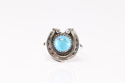 Native America Navajo Sterling Silver Turquoise Naja Ring By Theresa Smith.