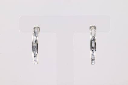 Native America Navajo Sterling Silver White Buffalo Hoop Earring's By Nathaniel & Cynthia Johnson.