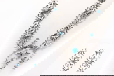 Native America Navajo Sterling Silver Turquoise Naja Necklace & Earring's Set By El Billah.