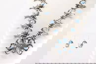 Native America Navajo Sterling Silver Golden Hill Turquoise Squash Blossom Necklace & Earring's Set