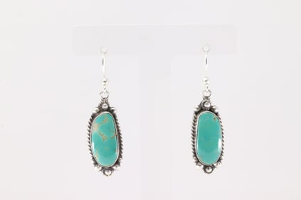 Native America Navajo Sterling Silver Kingman Turquoise Dangling Earring's Elouise Kee.