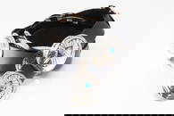 Native America Navajo Sterling Silver Turquoise Leather Black Belt By J.B.