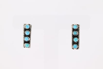 Native America Navajo Sterling Silver Turquoise Post Earring's By Janice Spencer.