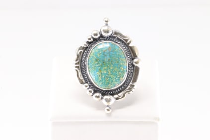 Native America Navajo Sterling Silver Sonora Gold Turquoise Ring By Daniel Benally.