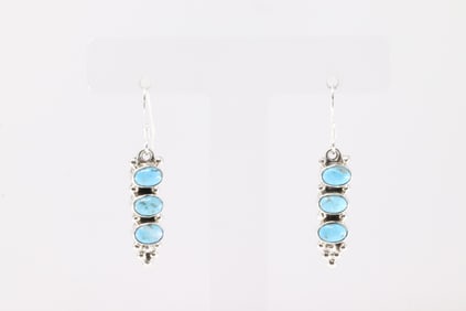 Native America Navajo Sterling Silver Turquoise Dangling Earring's By Gary Shorty.
