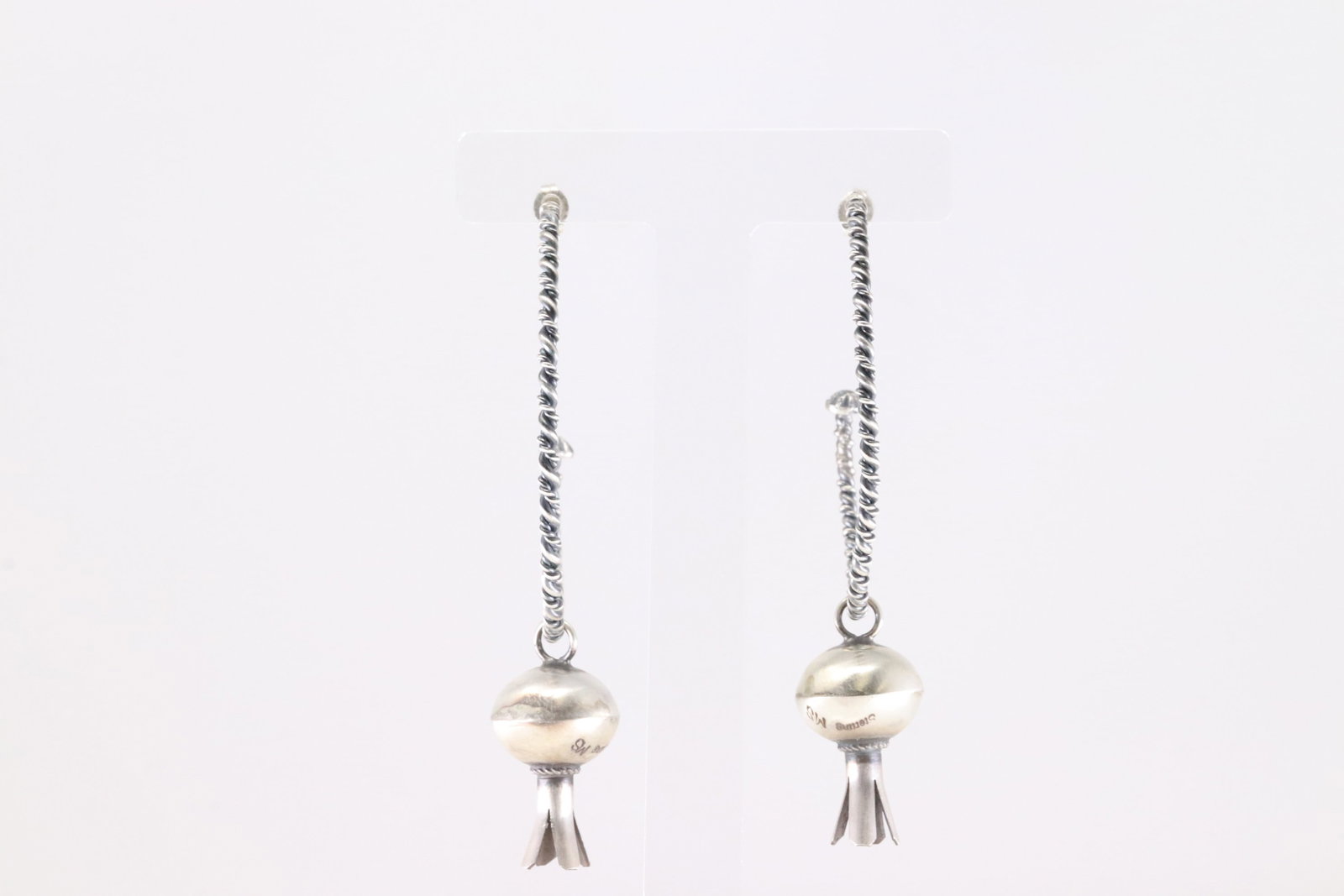Native America Navajo Sterling Silver Hoop Blossom Earring's By Monica Smith.: This is a Native America Navajo Sterling Silver Hoop Blossom Earring's By Monica Smith.