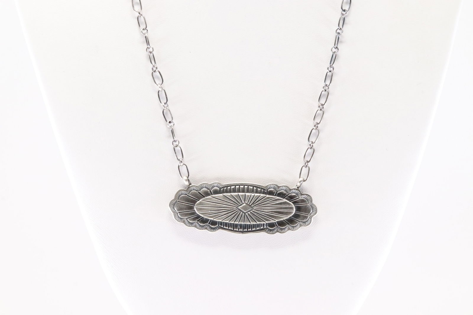 Native America Navajo Sterling Silver Solid Stamped Necklace By Louise Joe. (1 of 4)