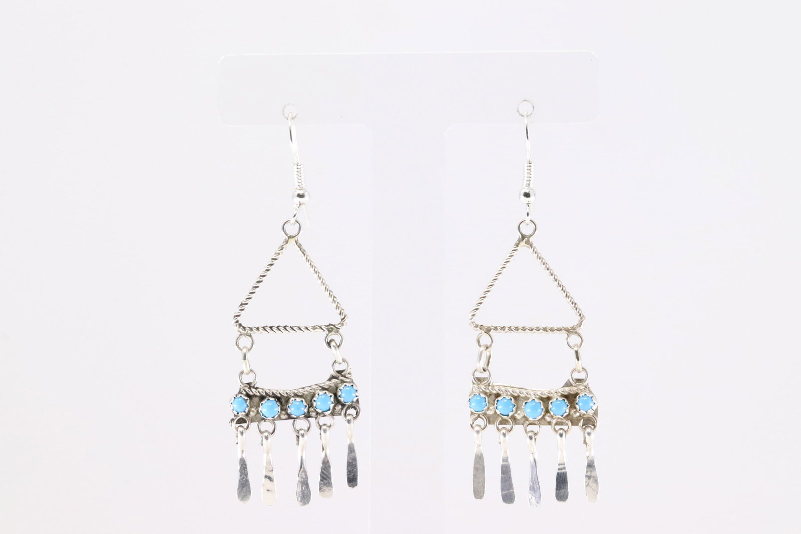 Native America Navajo Sterling Silver Turquoise Dangling Earring's By Sylvya Chee.: This is a Native America Navajo Sterling Silver Turquoise Dangling Earring's By Sylvya Chee.