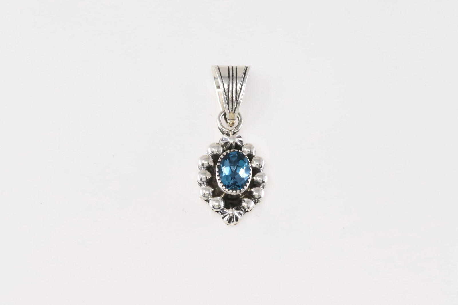 Native America Navajo Sterling Silver Blue Topaz Pendant By Mike Smith.: This is a Native America Navajo Sterling Silver Blue Topaz Pendant By Mike Smith.