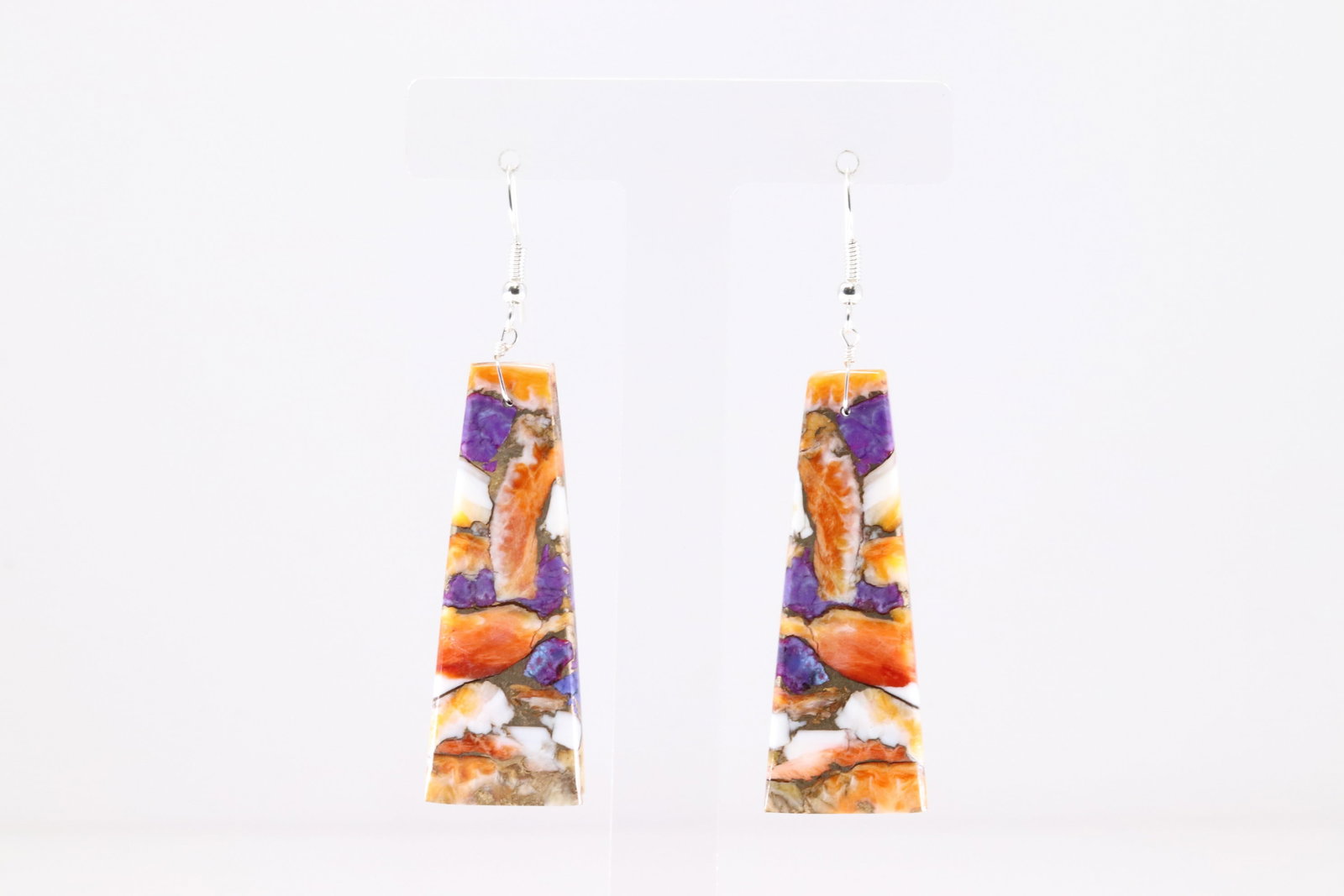 Native America Navajo Sterling Silver Spiny Oyster Dangling Earring's By Jameson Pete.: This is a Native America Navajo Sterling Silver Spiny Oyster Dangling Earring's By Jameson Pete.