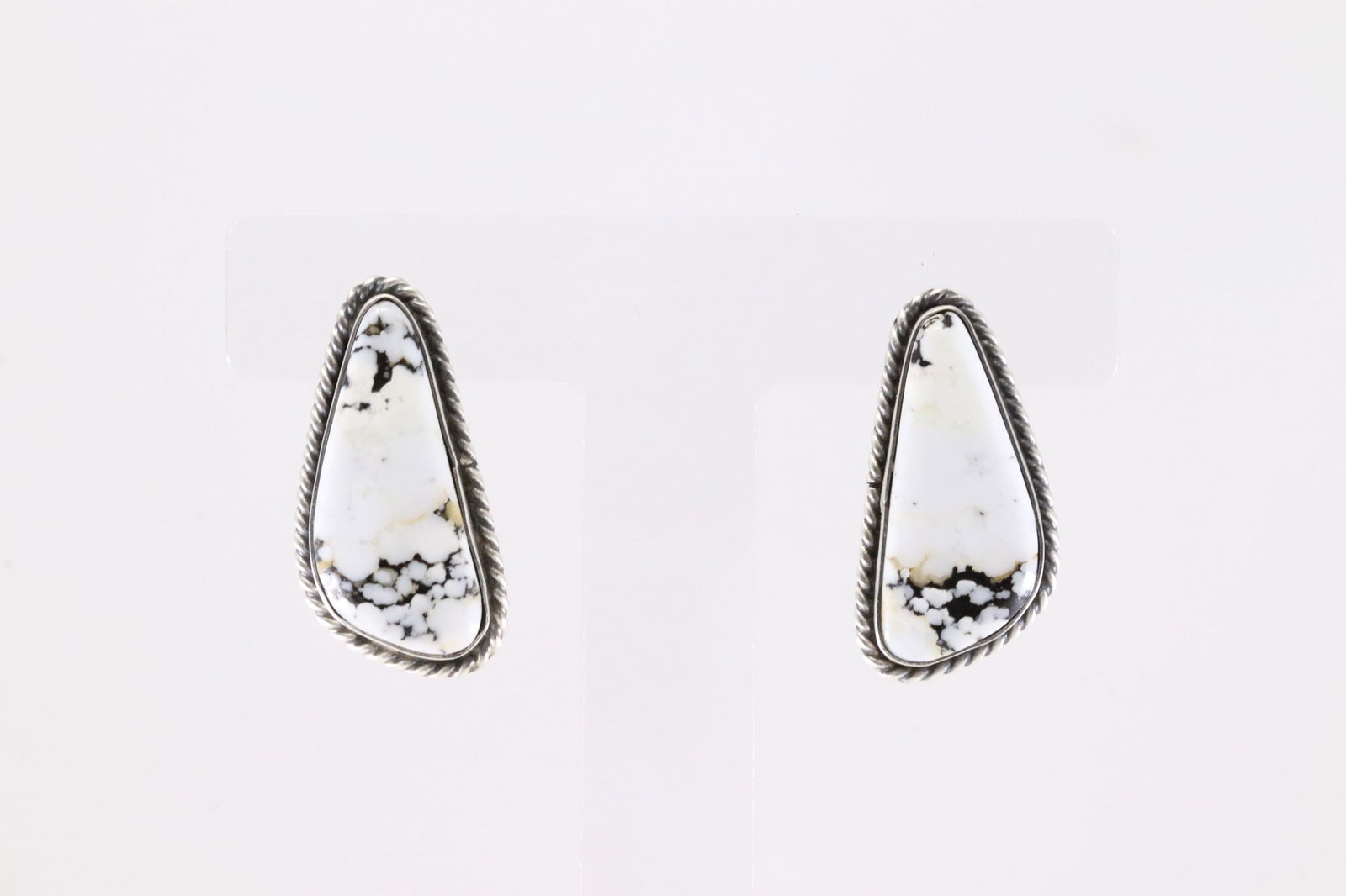 Native America Navajo Sterling Silver White Buffalo Post Earring's By Chassity Belone. (1 of 4)