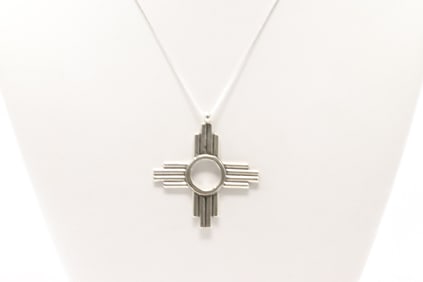 Native America Navajo Sterling Silver Cross Pendent / Necklace By Sonyei Coho.