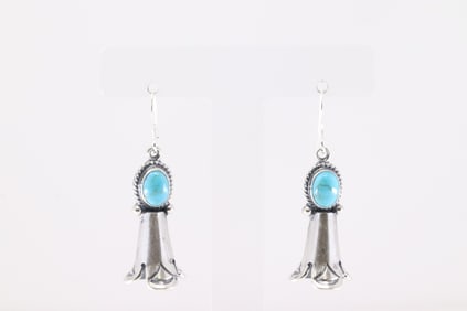 Native America Navajo Sterling Silver Turquoise Dangling Earring's By Genevieve Fransico.