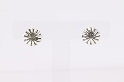 Native America Navajo Sterling Silver Stamped Post Earring's By Sally Shurley.