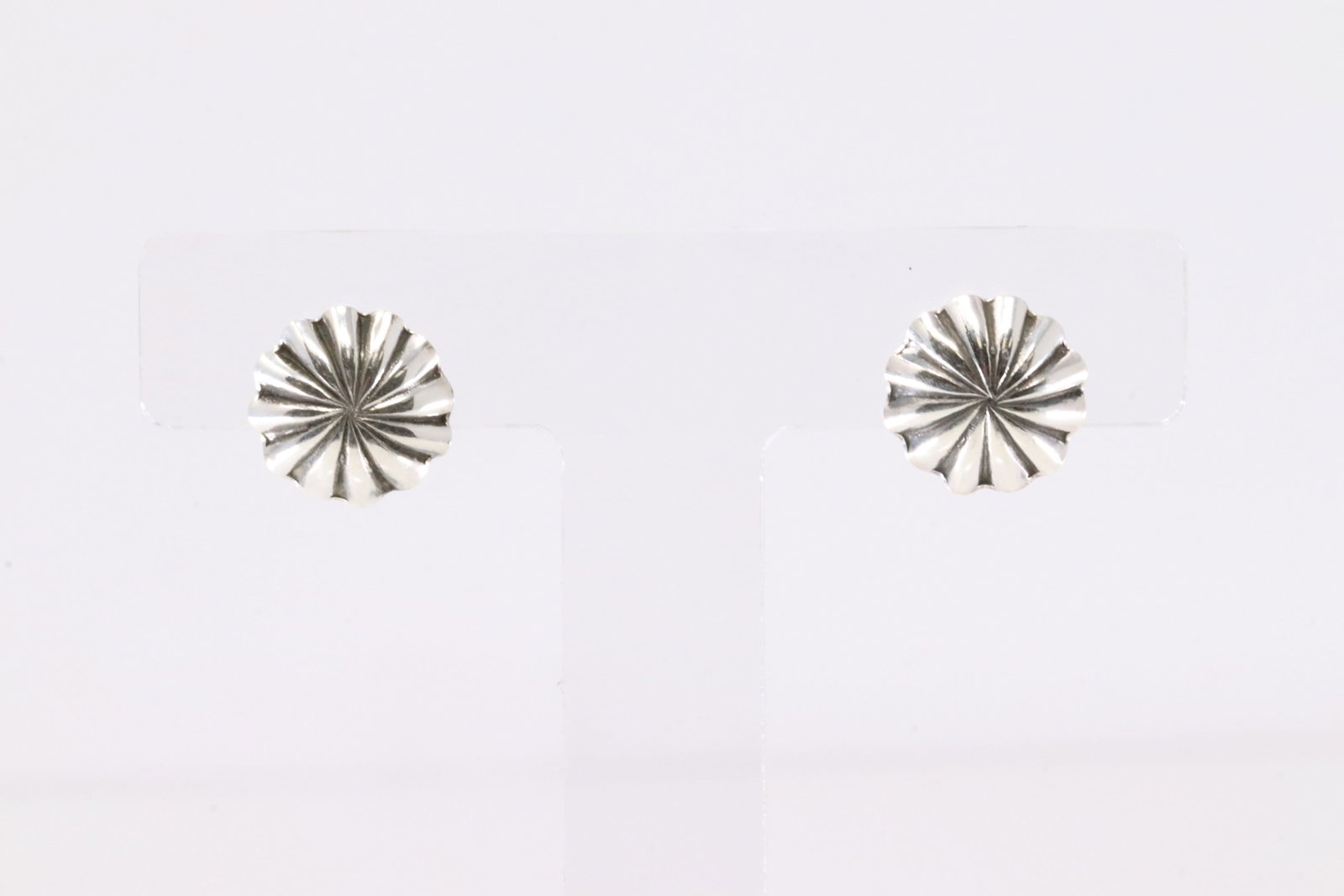 Native America Navajo Sterling Silver Stamped Post Earring's By Sally Shurley.: This is a Native America Navajo Sterling Silver Stamped Post Earring's By Sally Shurley.