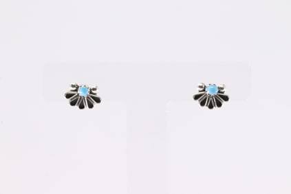 Native America Navajo Sterling Silver Turquoise Post Earring's By Ian Bobelu.